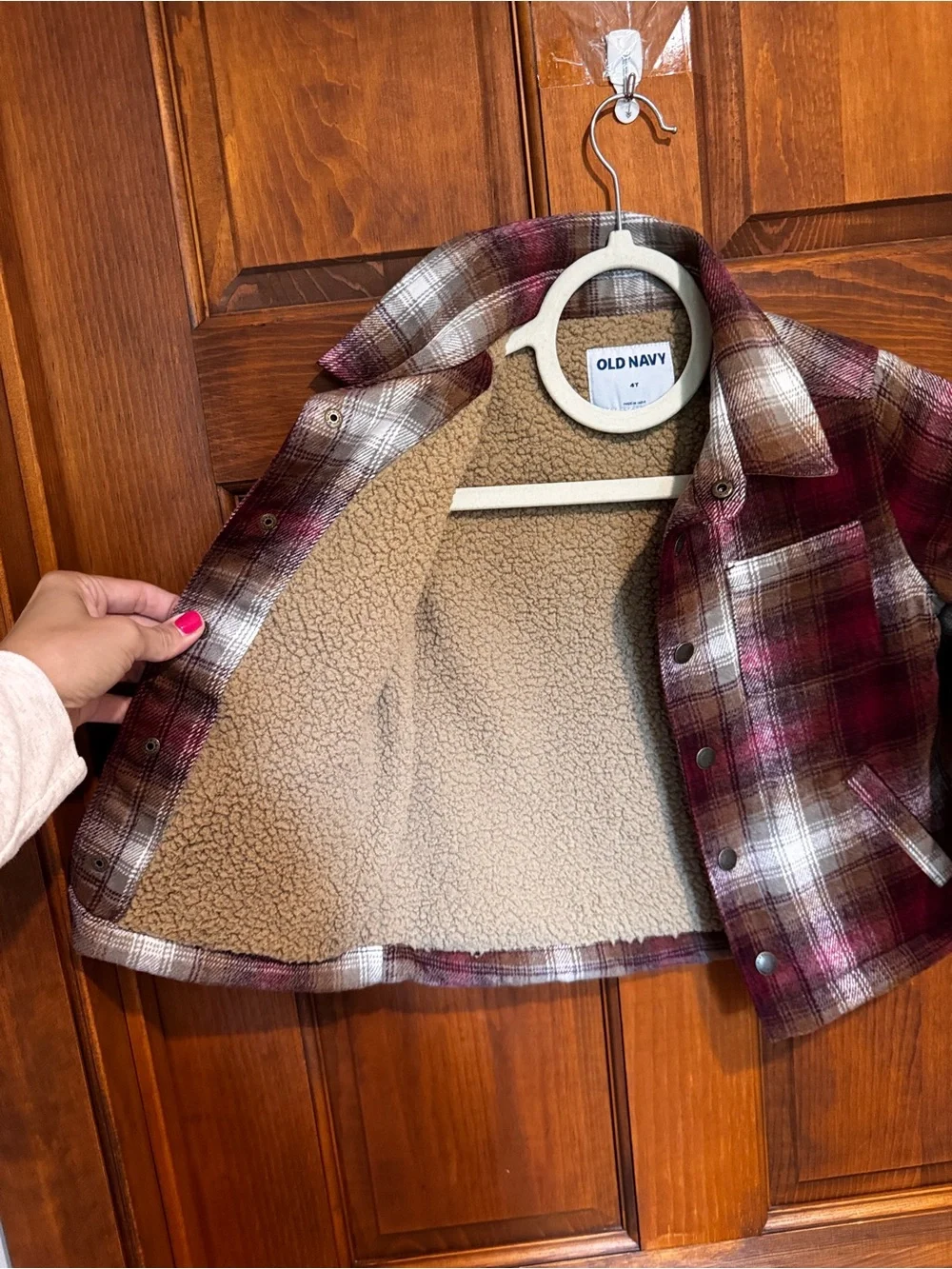 Old Navy Burgundy Plaid Button-Front Shirt Jacket